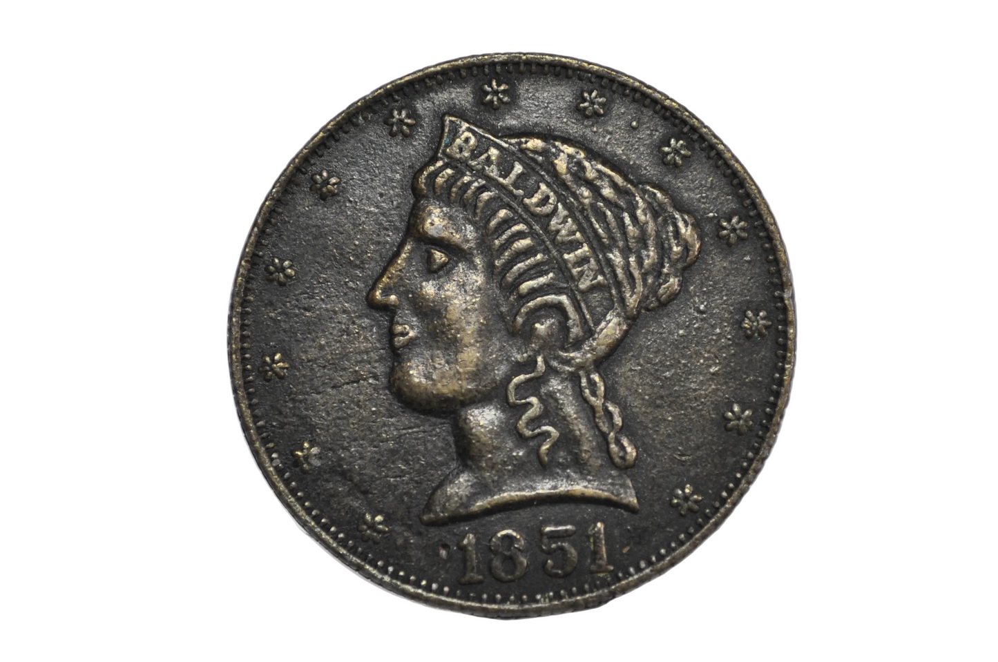 1851 Baldwin & Co. California Territorial Gold Piece Play Money - Baldwin & Co. California Souvenir Piece