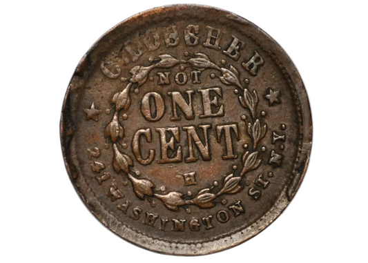 1863 Civil War Token Charles Doscher Not One Cent - Not One Cent Vintage Merchant Token