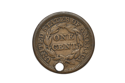 1848 Holed Liberty Head One Cent Coin - Braided Hair Large Cent Holed Pendant Coin