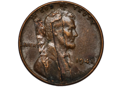 1948 Lincoln Penny Lamination Error Obverse Only - Unique Lincoln Penny Lamination Error 1948