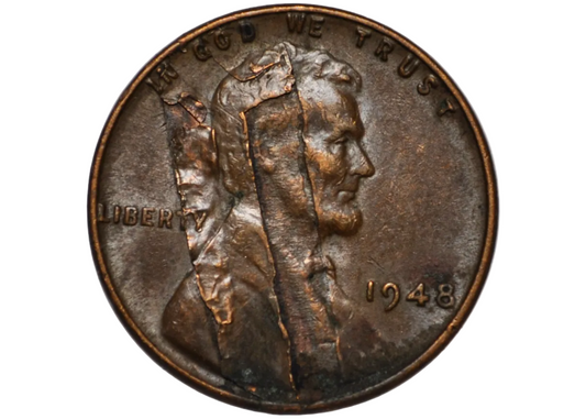 1948 Lincoln Penny Lamination Error Obverse Only - Unique Lincoln Penny Lamination Error 1948