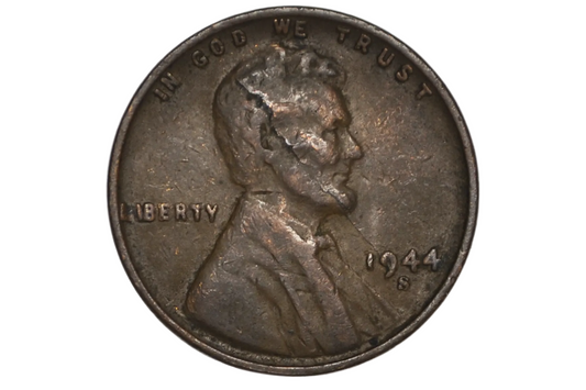 1944 Spiked Head Internal Die Crack Error Lincoln Penny - Internal Die Crack Lincoln Wheat Penny 1944
