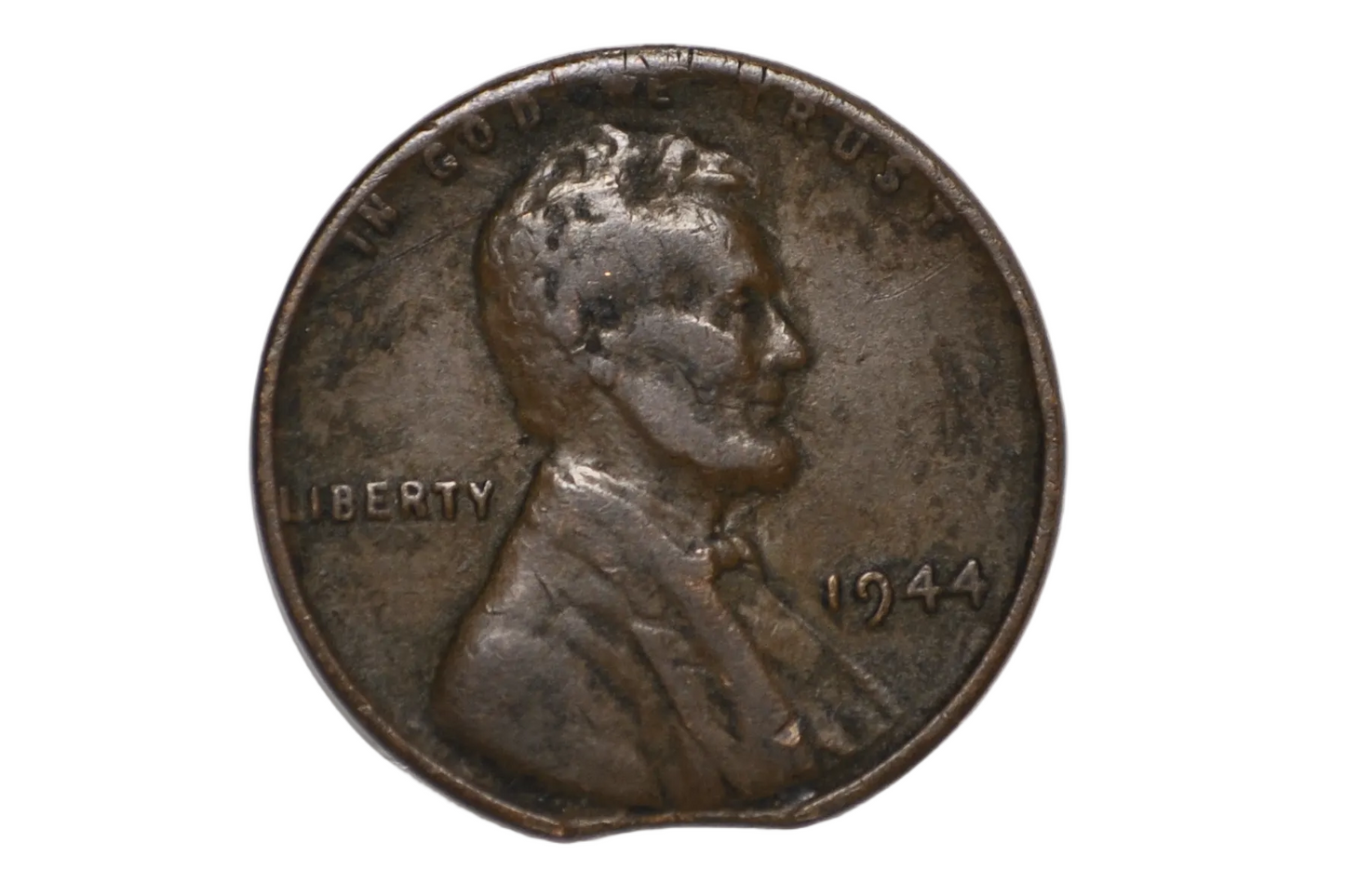 1944 Curved Clipped Planchet Error Penny - Planchet Clip Curved Clipped Lincoln Penny 1944