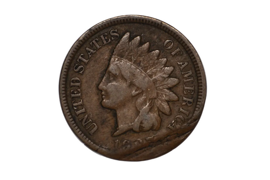 1907 Indian Head Deep Gouge Displaced Date Damage - Indian Head Error Penny Incuse Gouge