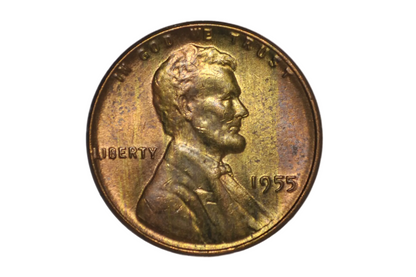 1955 Last Five Doubled Unique Lincoln Oxidized Penny - United States One Cent Lincoln Oxidized Penny 1955