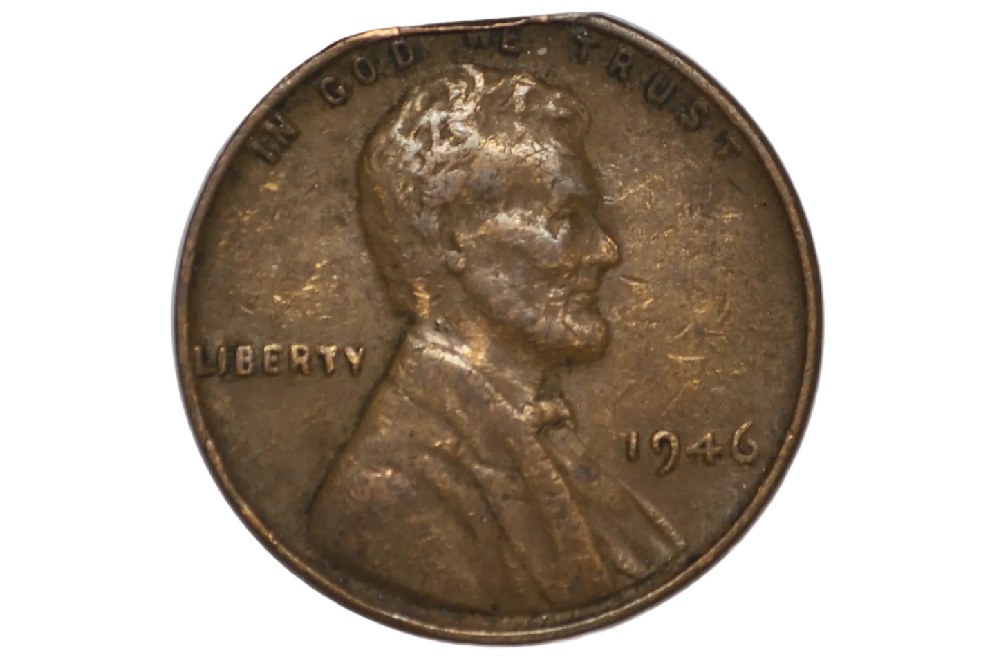 1946 Straight Clipped Planchet Error Penny - Unique Planchet Clip Straight Clipped Lincoln Penny 1946