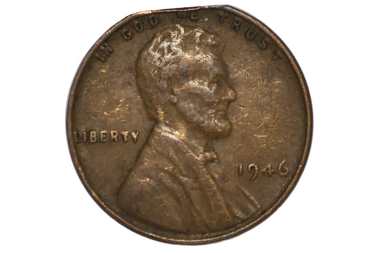1946 Straight Clipped Planchet Error Penny - Unique Planchet Clip Straight Clipped Lincoln Penny 1946