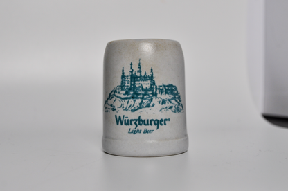 Vintage Würzburger Light Beer Mini Ceramic Stein Mug Castle Scene - German Light Beer Miniature Stoneware Shot Mug
