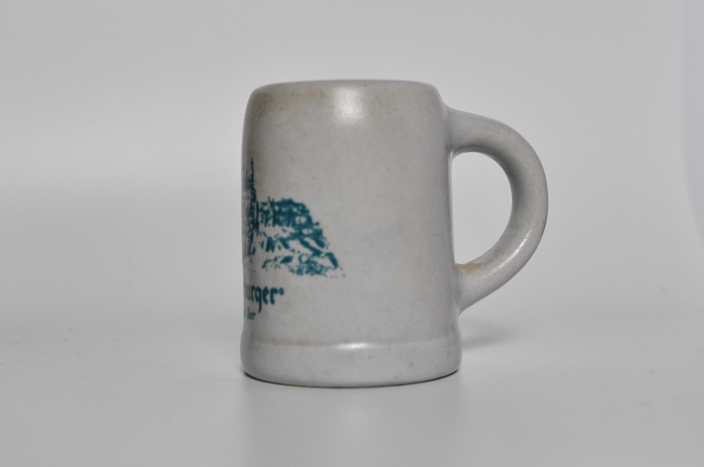 Vintage Würzburger Light Beer Mini Ceramic Stein Mug Castle Scene - German Light Beer Miniature Stoneware Shot Mug