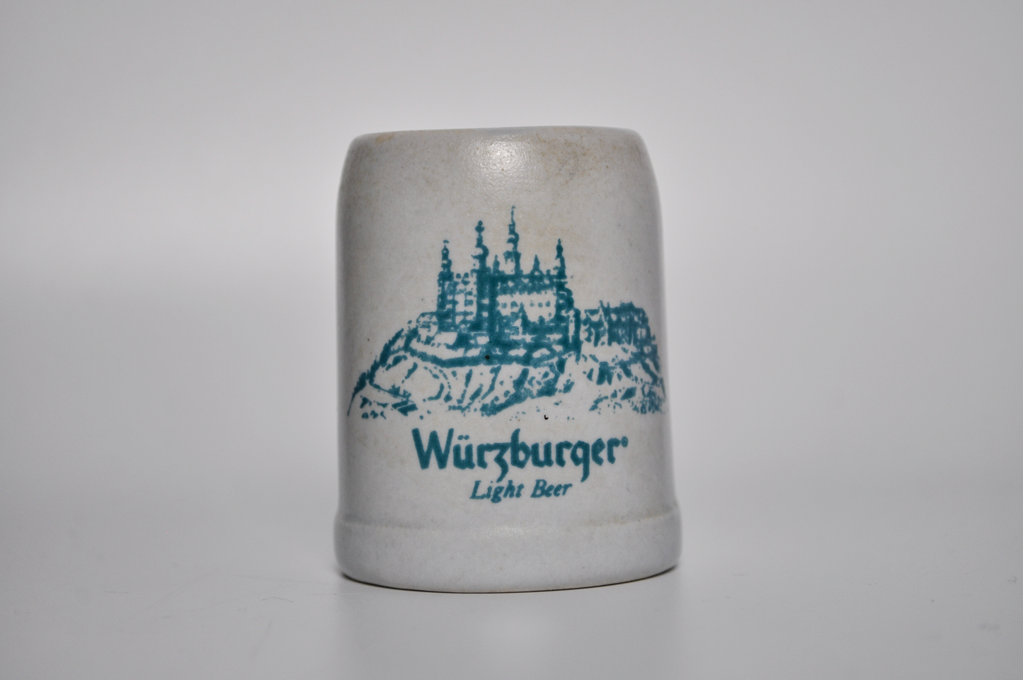 Vintage Würzburger Light Beer Mini Ceramic Stein Mug Castle Scene - German Light Beer Miniature Stoneware Shot Mug