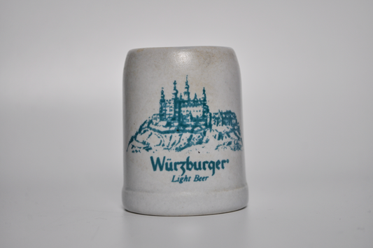 Vintage Würzburger Light Beer Mini Ceramic Stein Mug Castle Scene - German Light Beer Miniature Stoneware Shot Mug