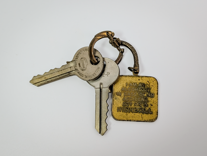Vintage Brass Highball Joke Keyring - "In Case Of An Accident Get Me A Highball" Fob with International Drinking Cheers Toasts