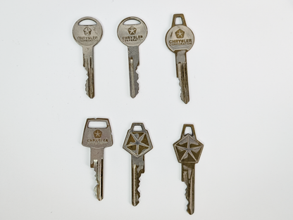 Lot of 6 Vintage Chrysler Corporation Car Keys - 6 Vintage Chrysler Car Keys Pentastar Logo