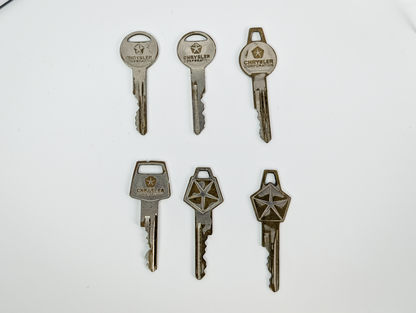 Lot of 6 Vintage Chrysler Corporation Car Keys - 6 Vintage Chrysler Car Keys Pentastar Logo