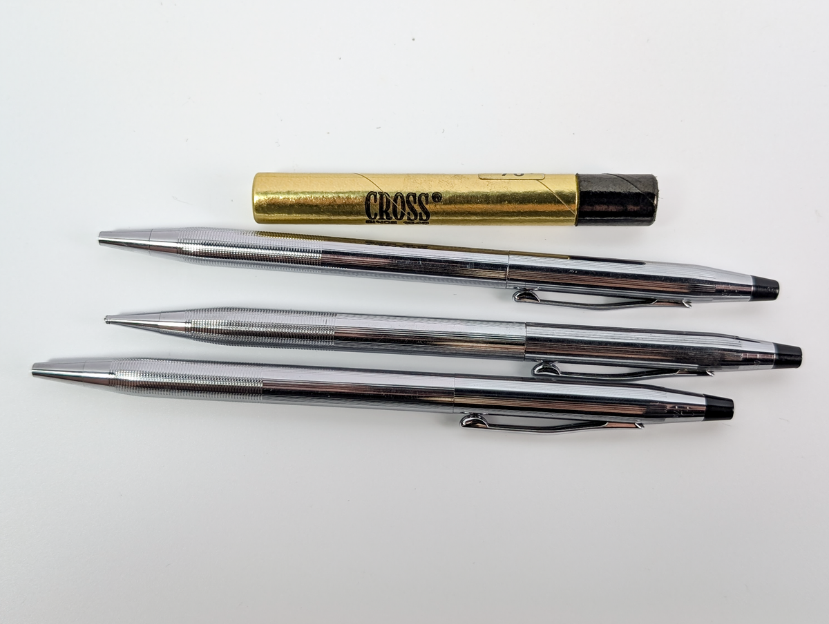 Vintage Cross Classic Century Lustrous Chrome Lot 1 Pen, 2 Pencils + Lead - Vintage Cross Lustrous Chrome Pen and Mechanical Pencil Lot with Lead