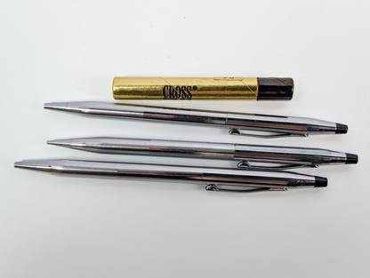 Vintage Cross Classic Century Lustrous Chrome Lot 1 Pen, 2 Pencils + Lead - Vintage Cross Lustrous Chrome Pen and Mechanical Pencil Lot with Lead