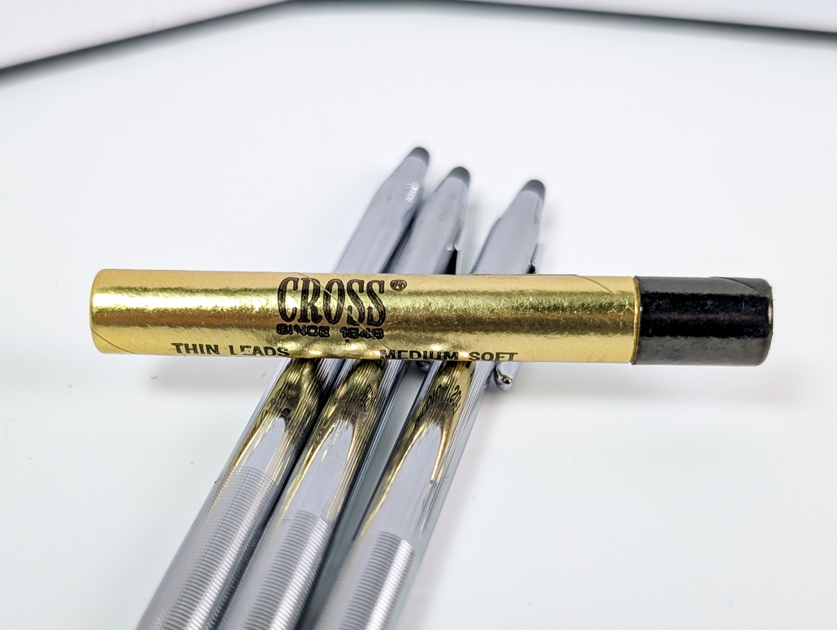 Vintage Cross Classic Century Lustrous Chrome Lot 1 Pen, 2 Pencils + Lead - Vintage Cross Lustrous Chrome Pen and Mechanical Pencil Lot with Lead
