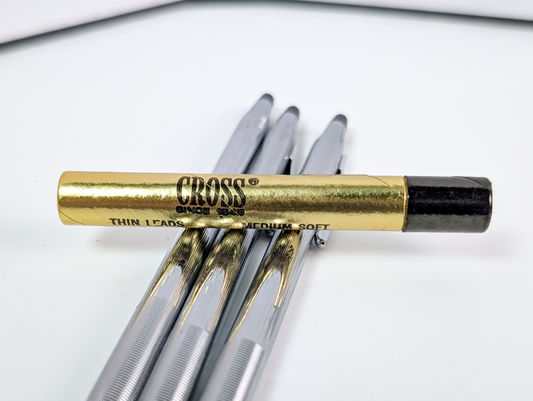 Vintage Cross Classic Century Lustrous Chrome Lot 1 Pen, 2 Pencils + Lead - Vintage Cross Lustrous Chrome Pen and Mechanical Pencil Lot with Lead