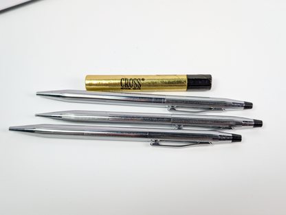 Vintage Cross Classic Century Lustrous Chrome Lot 1 Pen, 2 Pencils + Lead - Vintage Cross Lustrous Chrome Pen and Mechanical Pencil Lot with Lead