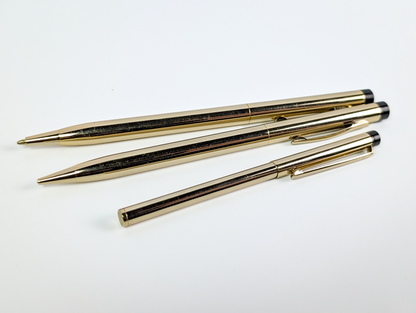 Vintage Cross Gold-Toned Writing Instrument Lot Of 3 - 2 Pens & 1 Pencil - Vintage Cross Slim Gold Writing Set (3 Pieces)
