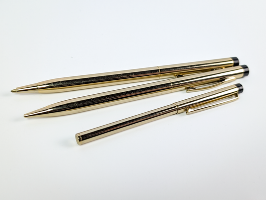 Vintage Cross Gold-Toned Writing Instrument Lot Of 3 - 2 Pens & 1 Pencil - Vintage Cross Slim Gold Writing Set (3 Pieces)