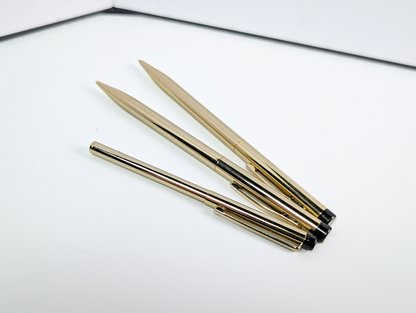 Vintage Cross Gold-Toned Writing Instrument Lot Of 3 - 2 Pens & 1 Pencil - Vintage Cross Slim Gold Writing Set (3 Pieces)