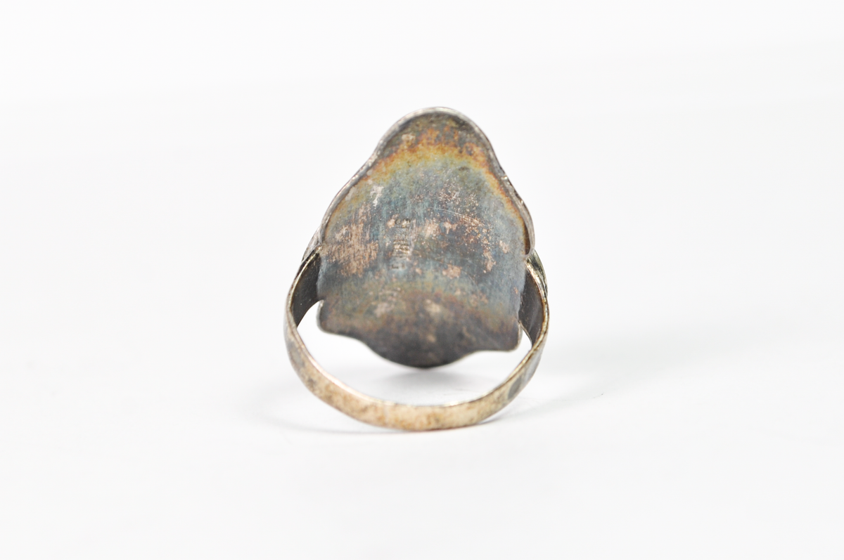 Vintage Southwestern Green Turquoise Scalloped Ring Size 4 - Native American Green Turquoise Ring Size 4 Scalloped Sterling Silver
