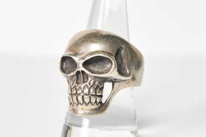 Vintage Sterling Silver Skull Ring Gothic Skeletonized Statement Size 9 - 925 Solid Sterling Silver Skull Ring Size 9 Grinning Skeleton