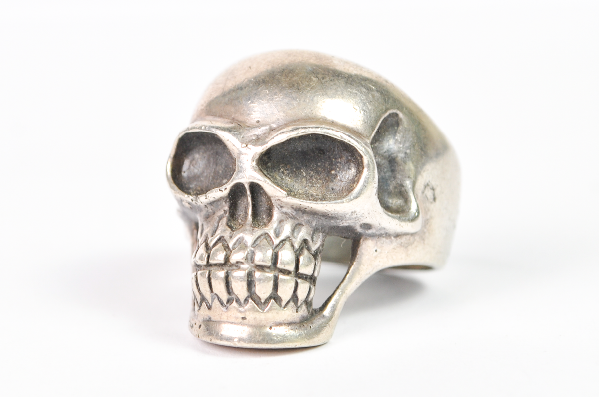 Vintage Sterling Silver Skull Ring Gothic Skeletonized Statement Size 9 - 925 Solid Sterling Silver Skull Ring Size 9 Grinning Skeleton