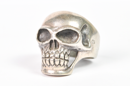 Vintage Sterling Silver Skull Ring Gothic Skeletonized Statement Size 9 - 925 Solid Sterling Silver Skull Ring Size 9 Grinning Skeleton