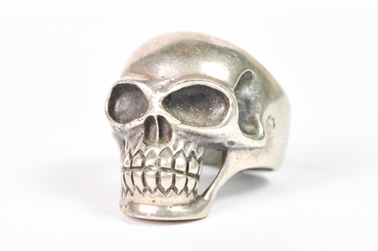 Vintage Sterling Silver Skull Ring Gothic Skeletonized Statement Size 9 - 925 Solid Sterling Silver Skull Ring Size 9 Grinning Skeleton