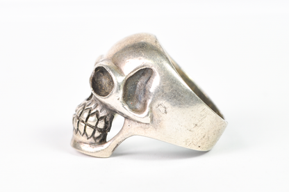 Vintage Sterling Silver Skull Ring Gothic Skeletonized Statement Size 9 - 925 Solid Sterling Silver Skull Ring Size 9 Grinning Skeleton