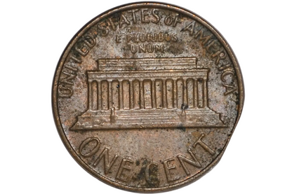 1981 Minor Straight Clipped Planchet Error Penny - Planchet Clip Curved Lincoln Penny 1981