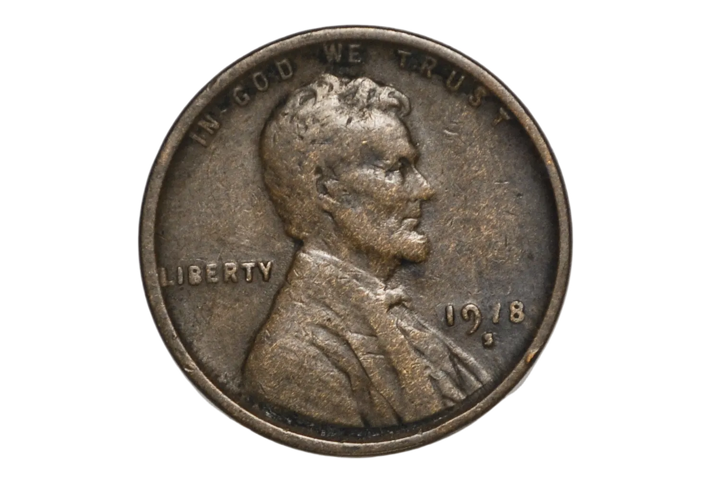 1918-S Lincoln Wheat Penny L On Rim Die Wear & Crooked Date Variety - 1918 S Lincoln Wheat Penny L On Rim & Crooked 1 Date