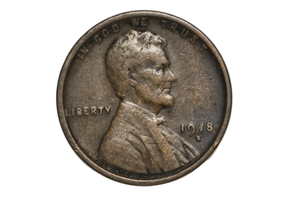 1918-S Lincoln Wheat Penny L On Rim Die Wear & Crooked Date Variety - 1918 S Lincoln Wheat Penny L On Rim & Crooked 1 Date