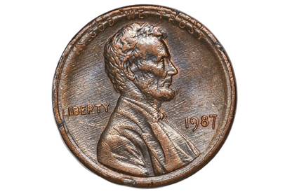1987 Lincoln Cent Major Broadstruck Mint Error Uncollared Strike Penny - 1987 Lincoln Penny Broadstrike Error Dramatic Out-Of-Collar Strike