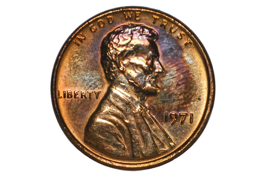 1971 Unique Lincoln Oxidized Penny - United States One Cent Lincoln Oxidized Penny 1971
