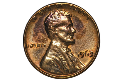 1963 Unique Lincoln Oxidized Penny - United States One Cent Lincoln Oxidized Penny 1963