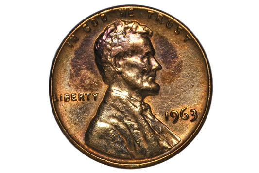 1963 Unique Lincoln Oxidized Penny - United States One Cent Lincoln Oxidized Penny 1963