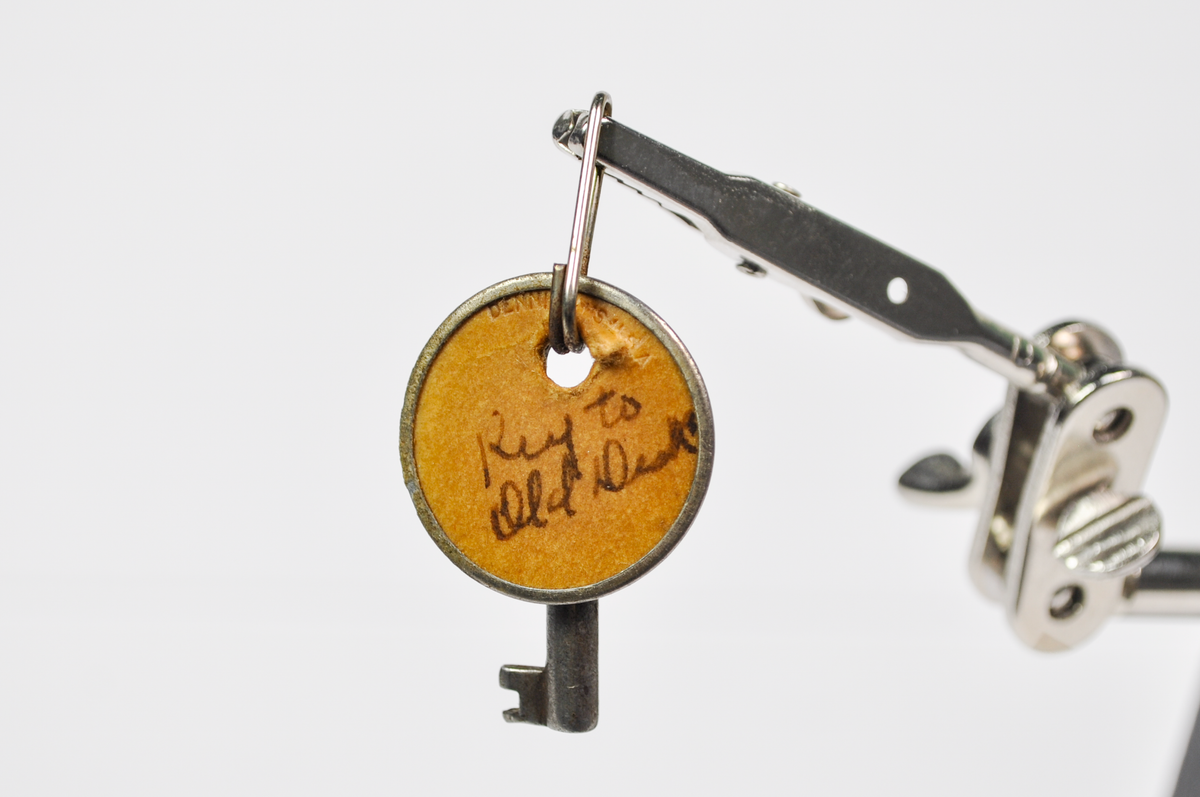 Vintage Keys with Unique Handwritten & Stamped Tags Three Variants Available -Antique Skeleton Key Ornate Trefoil Bow with Vintage Paper Tag "Shed" 3 To Choose From