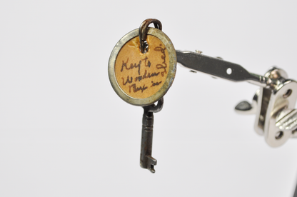 Vintage Keys with Unique Handwritten & Stamped Tags Three Variants Available -Antique Skeleton Key Ornate Trefoil Bow with Vintage Paper Tag "Shed" 3 To Choose From