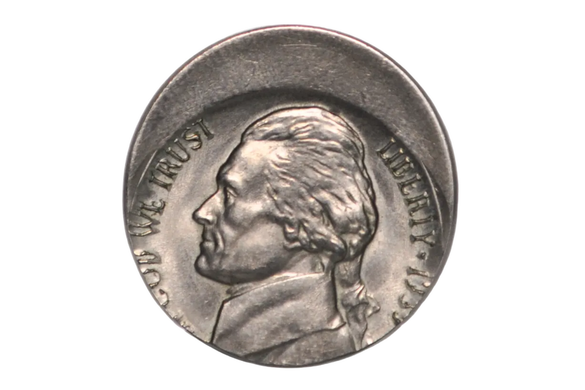 1939 Jefferson Nickel Dramatic Mint Error 25% Off-Center Strike -&  Struck 25% Off Center 1939 Jefferson Nickel Error
