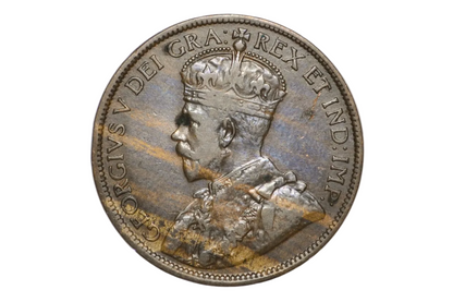 1916 George V One Penny Attractive Wood Grain Alloy Mix Toning - Error Penny Stunning "Woody"