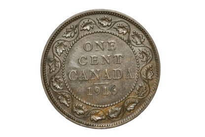 1916 George V One Penny Attractive Wood Grain Alloy Mix Toning - Error Penny Stunning "Woody"