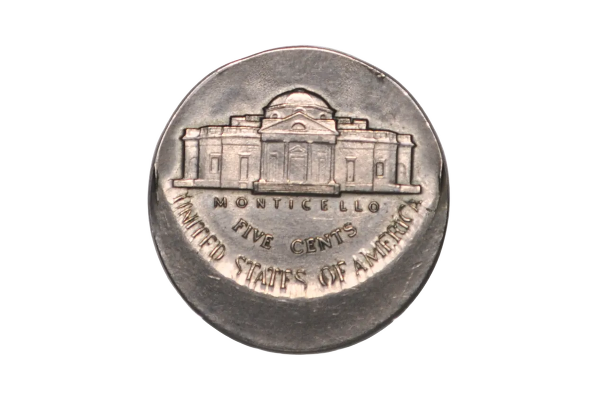 1939 Jefferson Nickel Dramatic Mint Error 25% Off-Center Strike -&  Struck 25% Off Center 1939 Jefferson Nickel Error