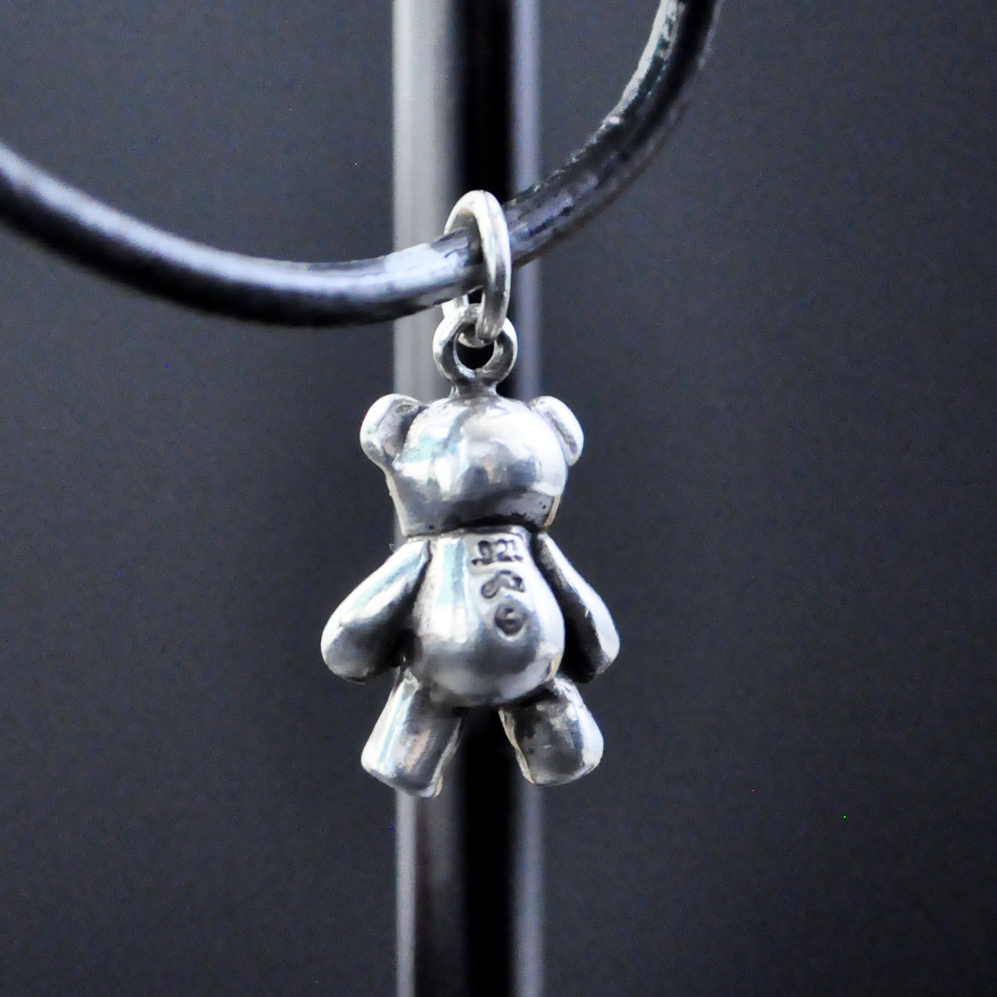 Vintage Sterling Silver Teddy Bear Charm with Heart - Antique 925 Silver Bear Pendant with Raised Heart Motif