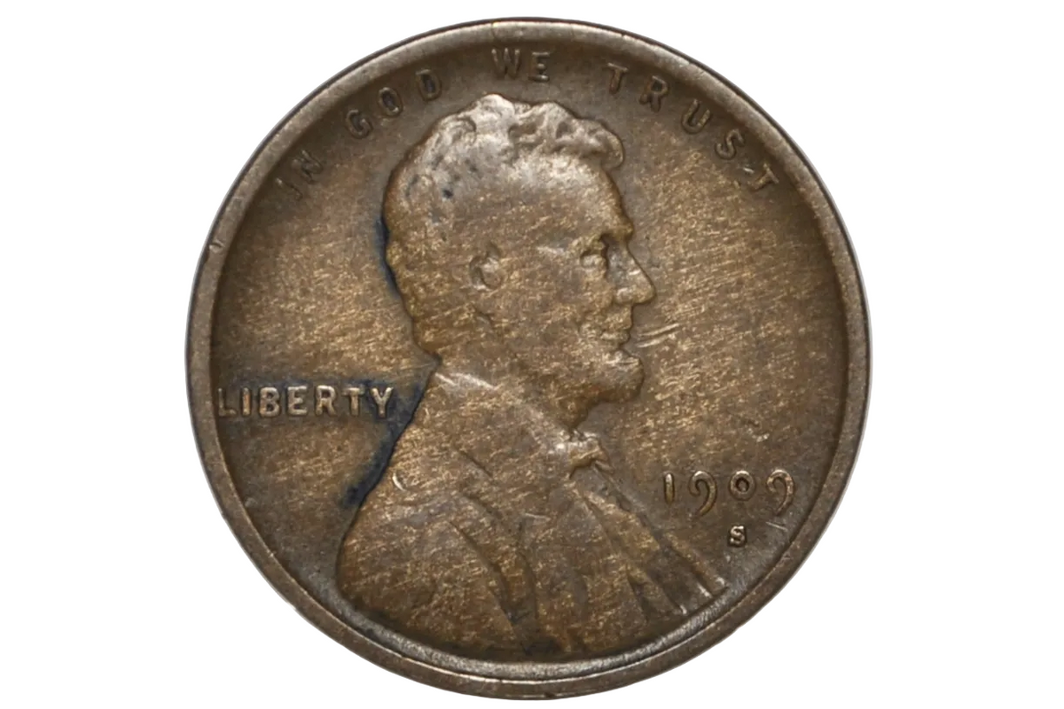 1909-S VDB Lincoln Wheat Penny - VF, Strong Reverse Details - The Key Date - 1909S VDB Wheat Cent