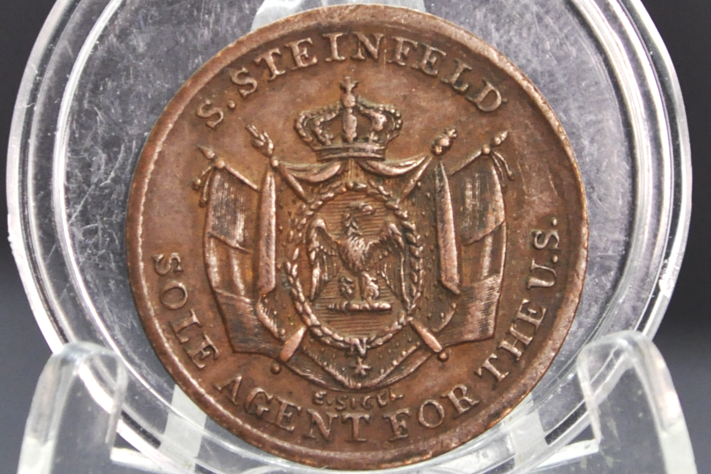 1863 Civil War Token Store Card - NY - S. Steinfeld French Cognac Bitters - Amazing Piece of History