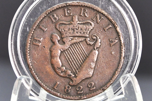 1822 Irish Halfpenny - Cláirseach Design (Celtic Harp) - Awesome Piece of History! Higher Grade