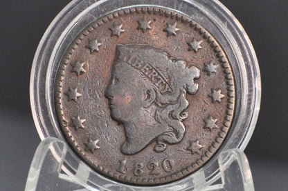 1820 Matron Head Large Cent Small Date - Choose by Grade, Condition - 1820 Liberty Head Cent - 1820 US One Cent - Matron Head 1816 to 1835